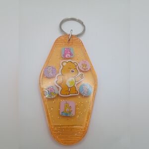 Motel Keychain Custom Orange Glitter Carebears Keychain Keyring